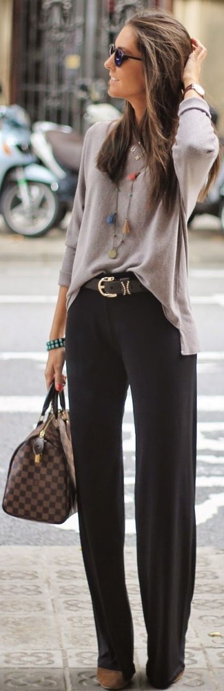 С чем носить кожаную большую сумку в клетку