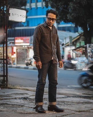 С чем носить рубашку с длинным рукавом в клетку мужчине