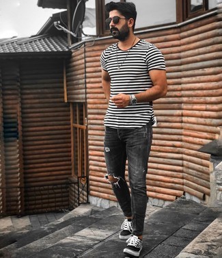 С чем носить низкие кеды в клетку мужчине