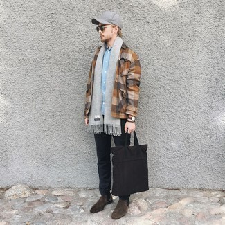 С чем носить куртку-рубашку в клетку мужчине