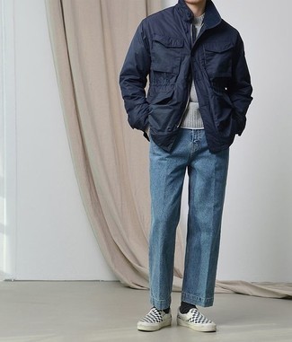 С чем носить слипоны в клетку мужчине