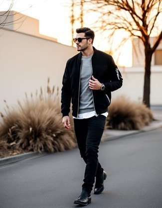 Как носить ботинки челси с бомбером мужчине