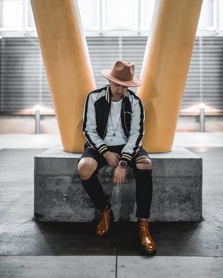 Как носить ботинки челси с бомбером мужчине