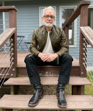 Как носить ботинки челси с бомбером мужчине