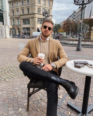 Как носить ботинки челси с вязаным свитером мужчине