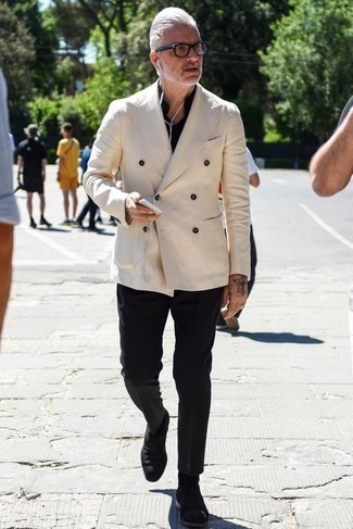 Как носить ботинки челси с двубортным пиджаком мужчине