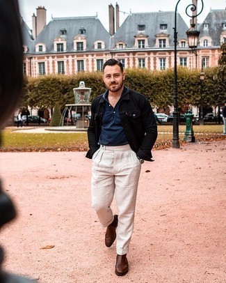 Как носить ботинки челси с футболкой-поло мужчине