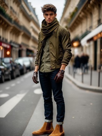 Как носить ботинки челси с курткой-рубашкой мужчине
