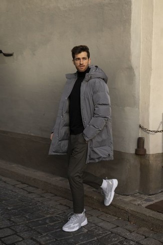 Как носить брюки чинос с пуховиком