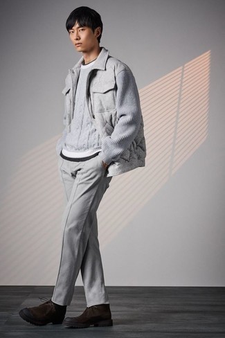 Как носить брюки чинос с курткой-рубашкой