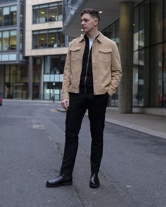 Как носить брюки чинос с свитером на молнии