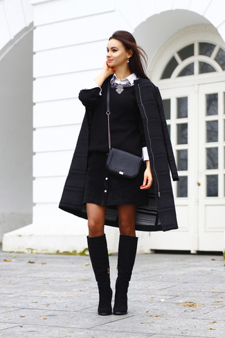 Как носить пальто с юбкой на пуговицах