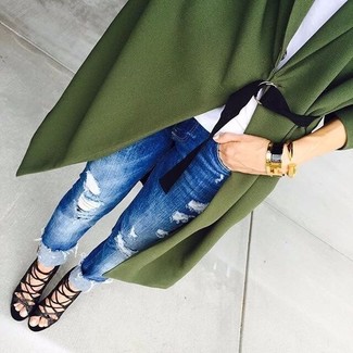 Как носить пальто с босоножками на каблуке