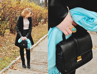 Как носить пальто с ботфортами