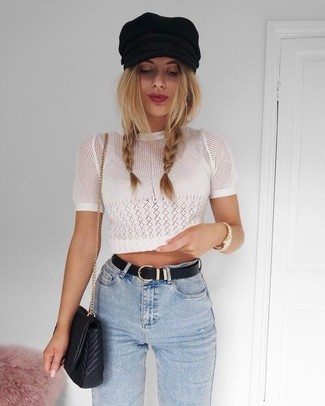 С чем носить укороченный топ крючком