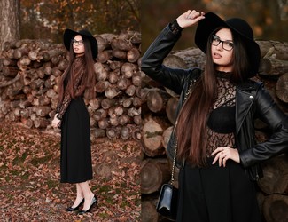 Как носить брюки-кюлоты с косухой