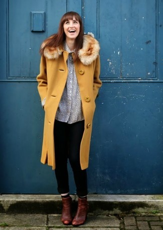 С чем носить темно-коричневые ботильоны