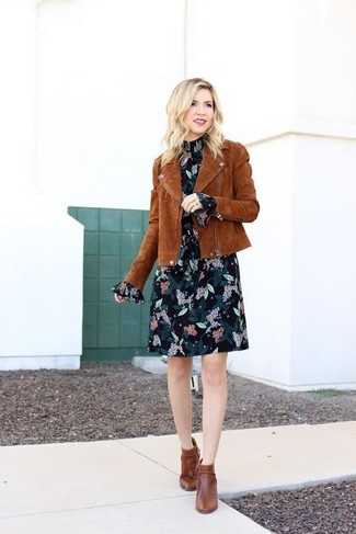 С чем носить темно-коричневые ботильоны