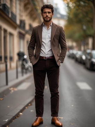 Какие броги носить с темно-коричневым пиджаком