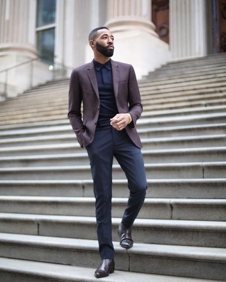 Какие ботинки челси носить с темно-коричневым пиджаком мужчине