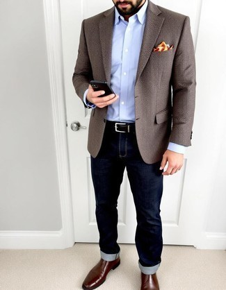 С чем носить темно-коричневый пиджак мужчине