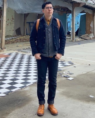 Какие кардиганы носить с темно-коричневыми ботинками броги