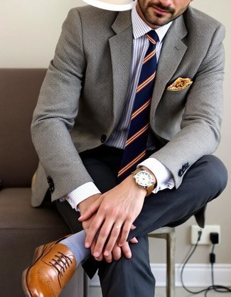 Какие пиджаки носить с темно-коричневыми брогами