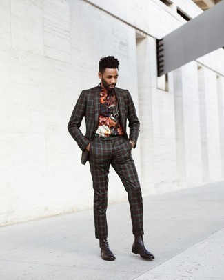 С чем носить темно-коричневый костюм в клетку