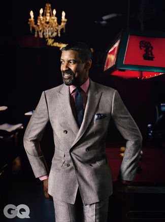 С чем носить темно-коричневый шерстяной костюм в клетку