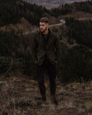 С чем носить темно-коричневые брюки чинос