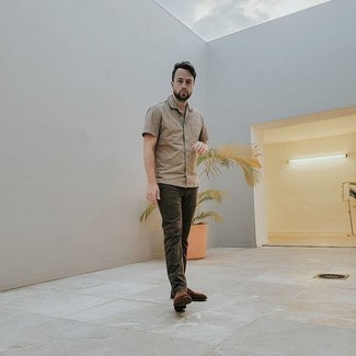 Какие лоферы носить с темно-коричневыми брюками чинос