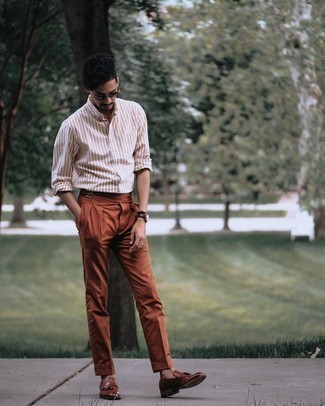 Какие лоферы носить с темно-коричневыми брюками чинос