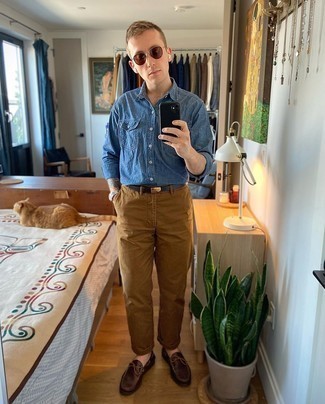 Какие лоферы носить с темно-коричневыми брюками чинос