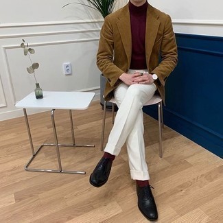 С чем носить темно-коричневый вельветовый пиджак мужчине