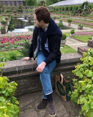 Какие бомберы носить с темно-коричневыми ботинками дезертами