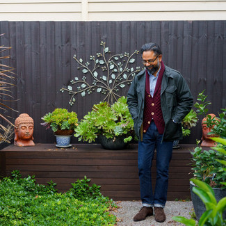 Какие кардиганы носить с темно-коричневыми ботинками дезертами