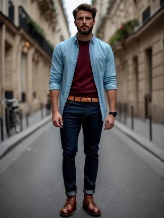 Какие джинсы носить с темно-коричневыми ботинками дезертами