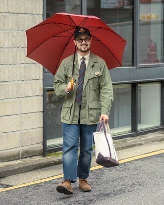 Какие джинсы носить с темно-коричневыми ботинками дезертами