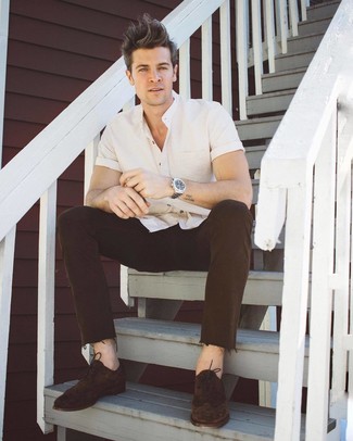 Какие броги носить с темно-коричневыми джинсами