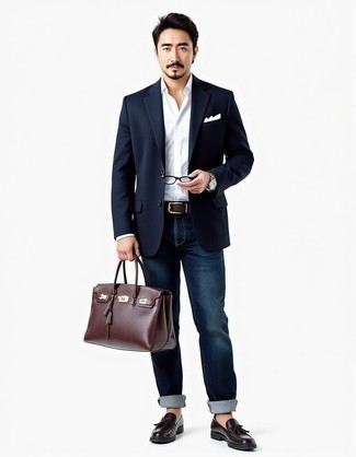 С чем носить темно-коричневую кожаную сумку мужчине