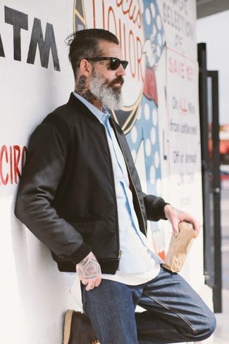 С чем носить темно-коричневые кожаные ботинки броги