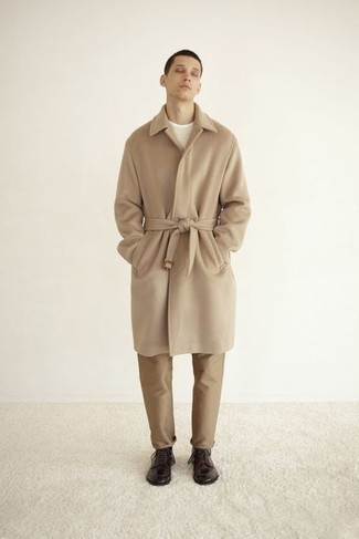 С чем носить темно-коричневые кожаные туфли дерби