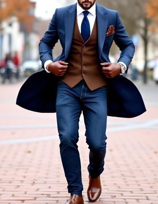 С чем носить темно-коричневые кожаные перчатки мужчине