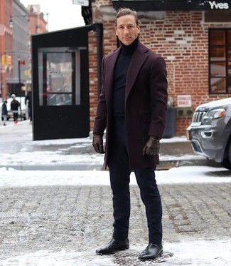 С чем носить темно-коричневые кожаные перчатки мужчине