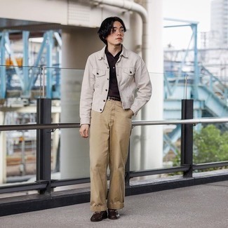 С чем носить темно-коричневые кожаные лоферы мужчине