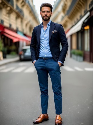 С чем носить темно-коричневые кожаные монки