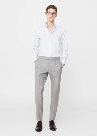 С чем носить темно-коричневые кожаные монки