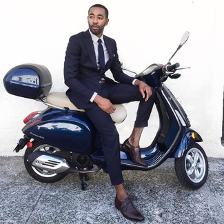 С чем носить темно-коричневые кожаные монки