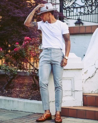 С чем носить темно-коричневые кожаные монки