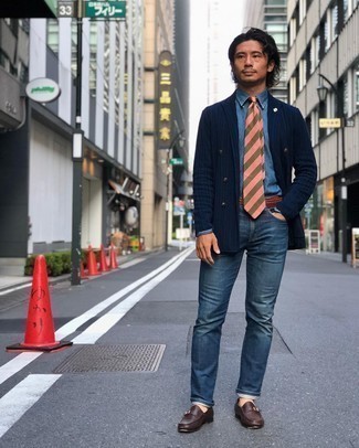 Какие двубортные пиджаки носить с темно-коричневыми монками